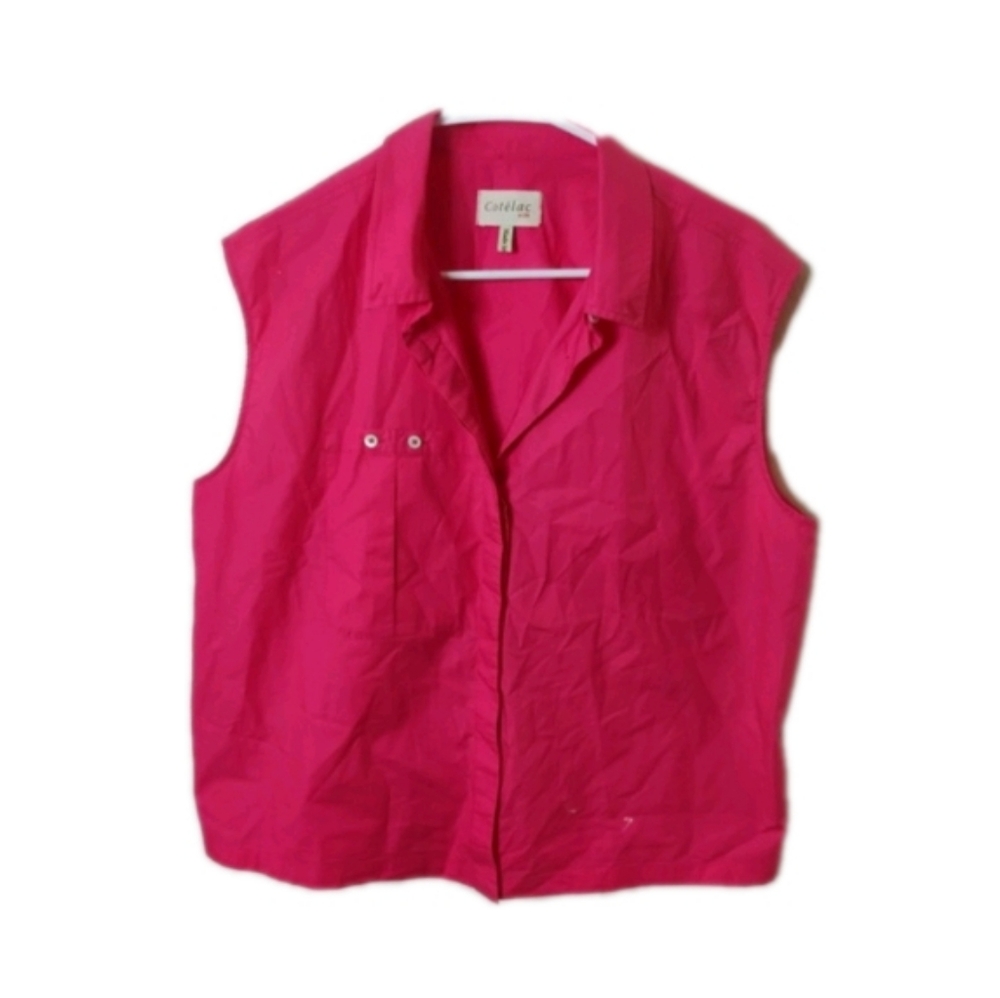 Cotelac Acoste Women's Sleeveless Button Down Shirt Pink Size Xl